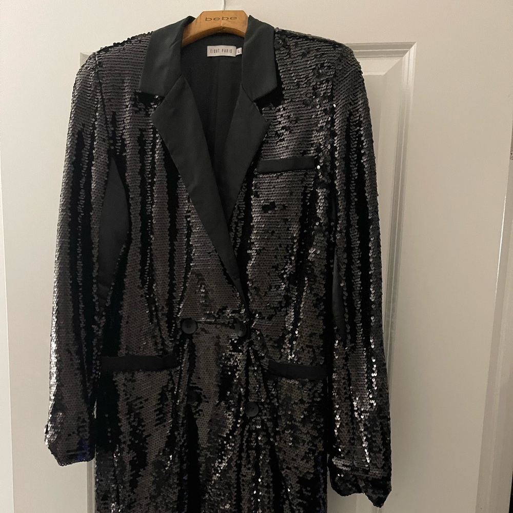 Black Sequin Mini Blazer Dress